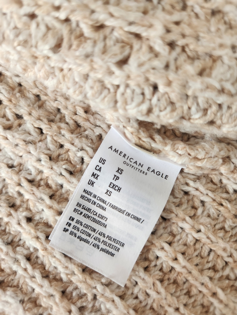 American Eagle Beige Waffle Knit Cardigan Sweater - Size XS - Picture 8 of 9